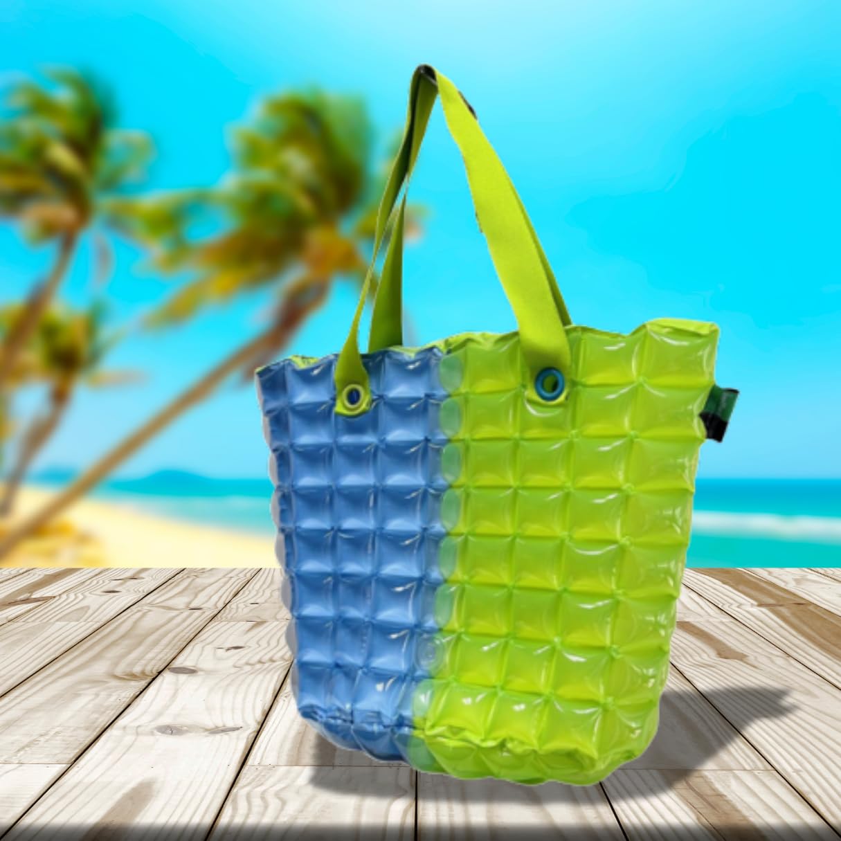 InflatDecor XL Inflatable Beach Bag for Women – Waterproof PVC Beach Tote with Zipper, Large Capacity