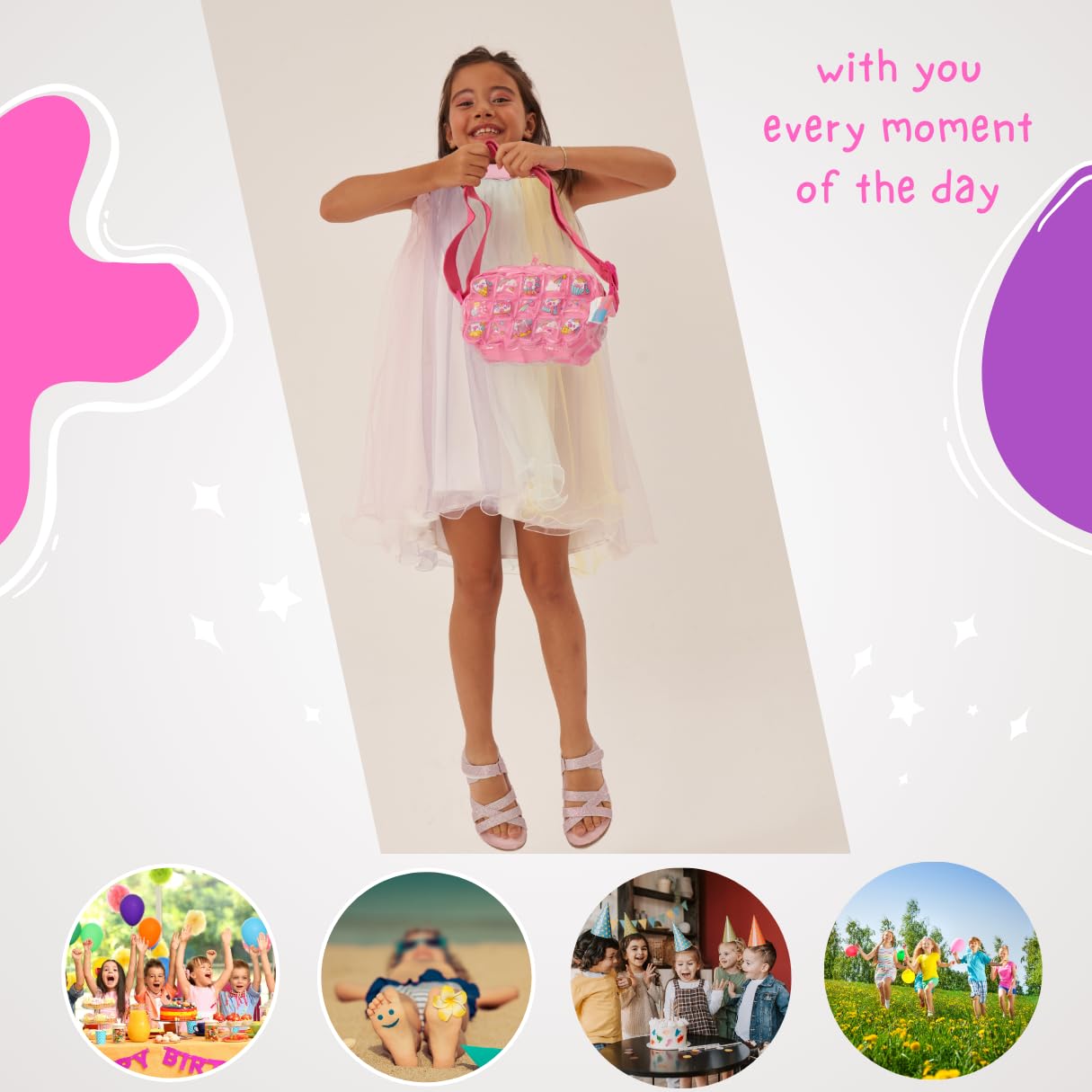 InflatDecor Unicorn Bubble Toddler Purse – Pink Crossbody Kids Bag for Girls – Lightweight Cute Shoulder Bag with Adjustable Strap – Cupcake Design for Little Girls Gifts