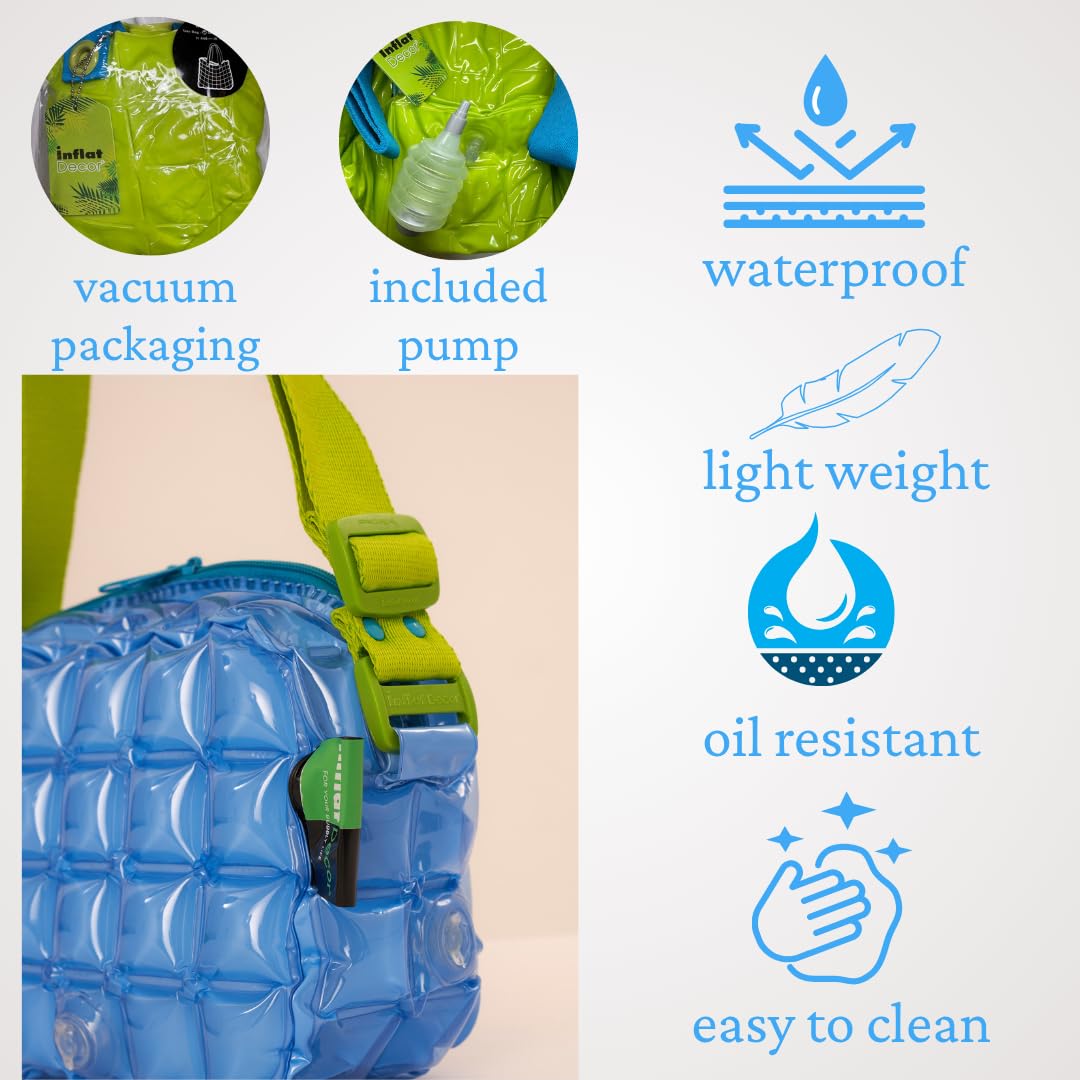 InflatDecor Inflatable Crossbody Bag for Youth – Lightweight Waterproof PVC Purse – Adjustable Strap Shoulder Bag