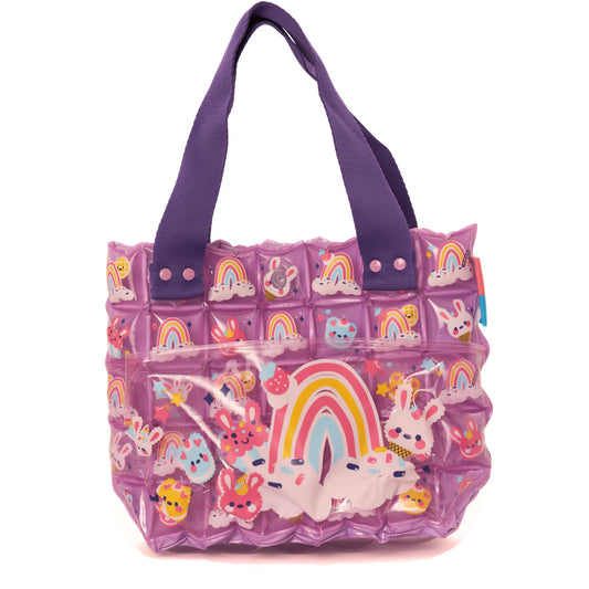 InflatDecor Kids Beach Bag – Soft Bubble Toddler Beach Bag Girls Pink Purple | Lightweight Waterproof PVC Bag for Summer, Swimming, Holiday, Pool, Sand, Toys