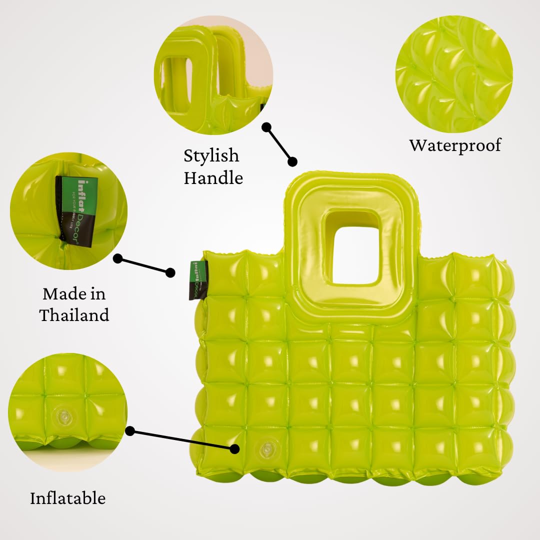 InflatDecor Inflatable Beach Tote Bag – Lightweight Waterproof Travel Bag, Foldable & Easy to Clean, Bold Design