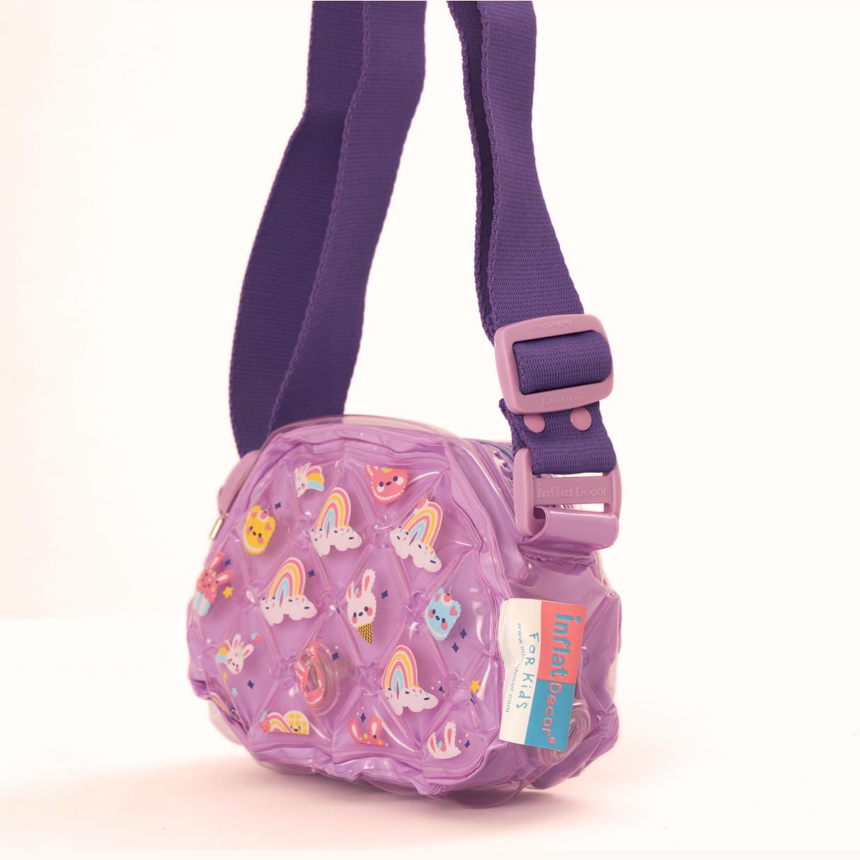 InflatDecor Unicorn Bubble Toddler Girl Purse – Semi Round Crossbody Bag for Little Girls | Purple Soft Kids Handbag | Lightweight Inflatable Gift for Toddlers & Preschoolers
