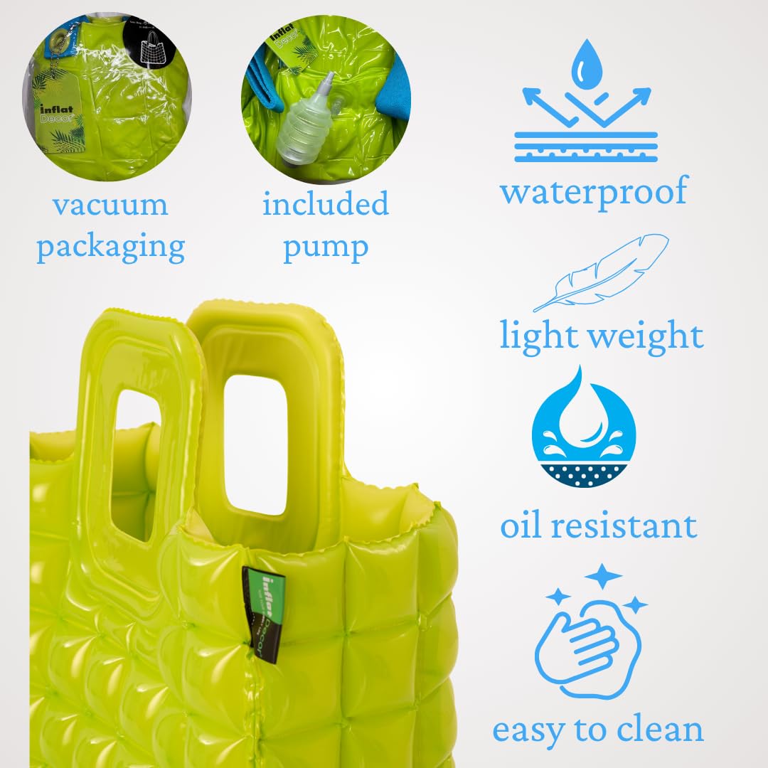 InflatDecor Inflatable Beach Tote Bag – Lightweight Waterproof Travel Bag, Foldable & Easy to Clean, Bold Design