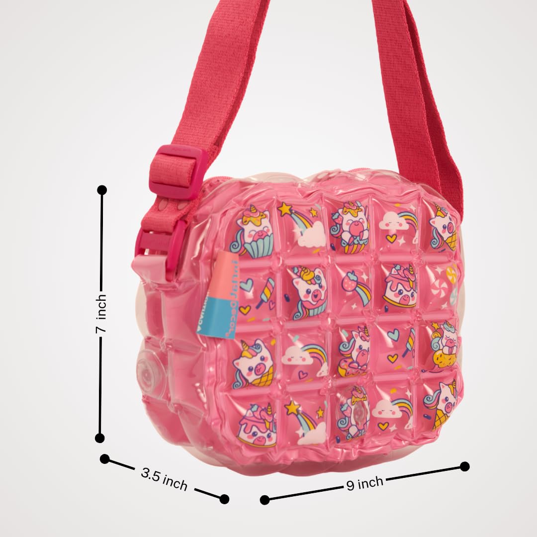 InflatDecor Unicorn Toddler Girl Purse – Pink Cupcake Kids Purse for Girls with Adjustable Strap, Soft Bubble Texture, Lightweight Crossbody Bag – Ideal Birthday Gift, Fairy Style Shoulder Bag