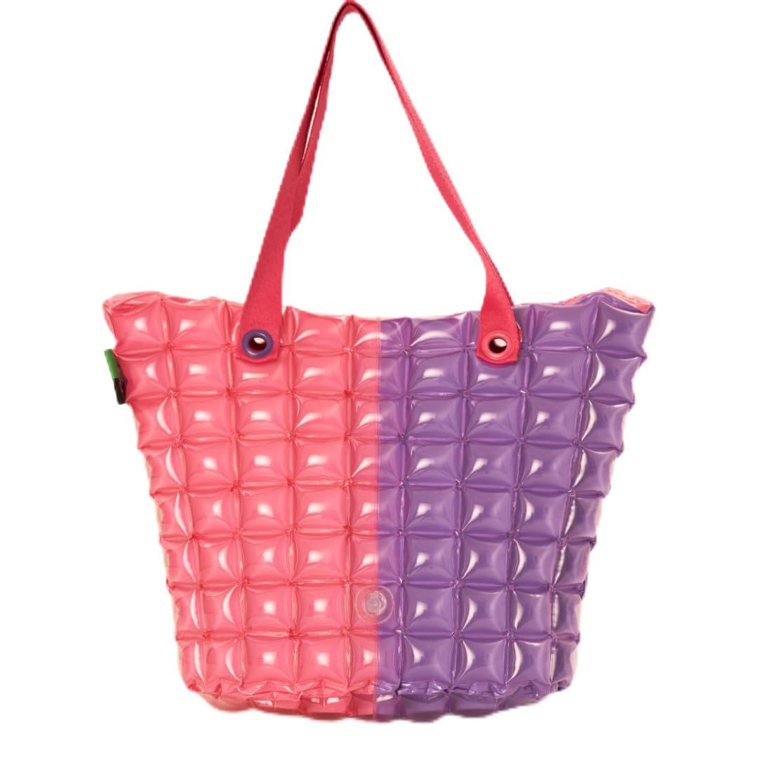 InflatDecor XL Inflatable Beach Bag for Women – Waterproof PVC Beach Tote with Zipper, Large Capacity