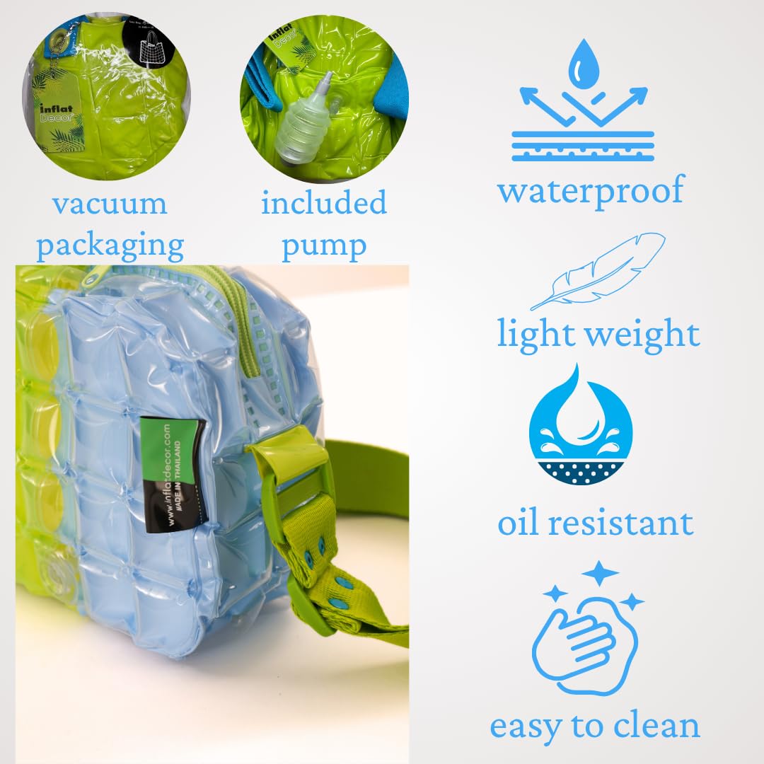 InflatDecor Inflatable Crossbody Bag for Youth – Lightweight Waterproof PVC Purse – Adjustable Strap Shoulder Bag