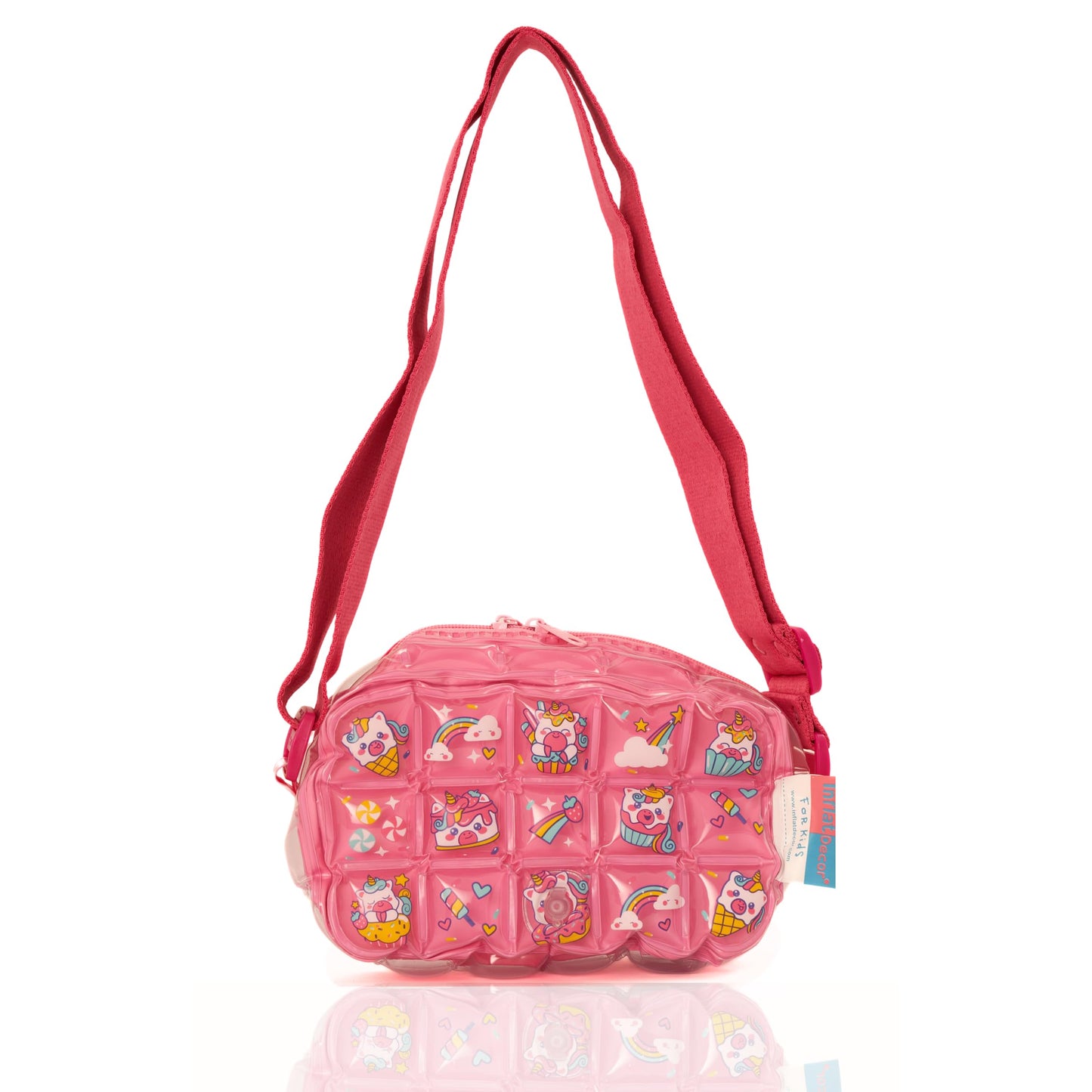 InflatDecor Unicorn Bubble Toddler Purse – Pink Crossbody Kids Bag for Girls – Lightweight Cute Shoulder Bag with Adjustable Strap – Cupcake Design for Little Girls Gifts