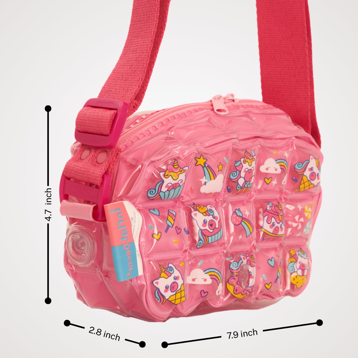 InflatDecor Unicorn Bubble Toddler Purse – Pink Crossbody Kids Bag for Girls – Lightweight Cute Shoulder Bag with Adjustable Strap – Cupcake Design for Little Girls Gifts