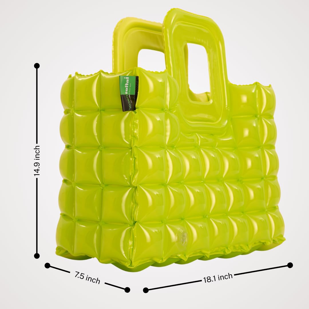 InflatDecor Inflatable Beach Tote Bag – Lightweight Waterproof Travel Bag, Foldable & Easy to Clean, Bold Design