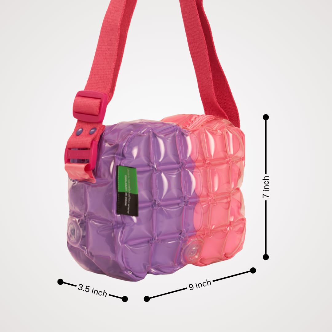 InflatDecor Inflatable Crossbody Bag for Youth – Lightweight Waterproof PVC Purse – Adjustable Strap Shoulder Bag