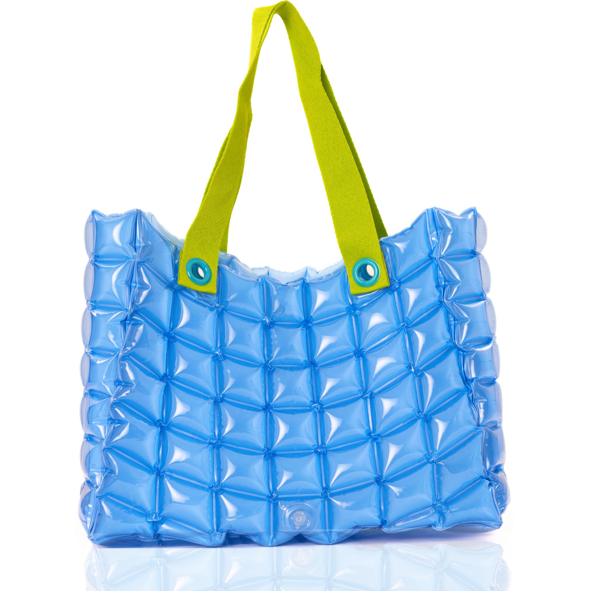 inflatDecor Neon Handbag for Women – Inflatable Puffer Tote Bag with Diamond Pattern – Lightweight Waterproof Beach Bag