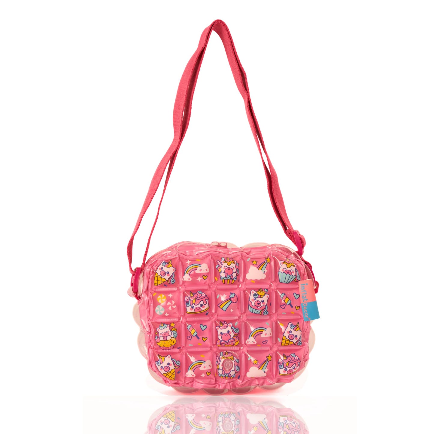 InflatDecor Unicorn Toddler Girl Purse – Pink Cupcake Kids Purse for Girls with Adjustable Strap, Soft Bubble Texture, Lightweight Crossbody Bag – Ideal Birthday Gift, Fairy Style Shoulder Bag