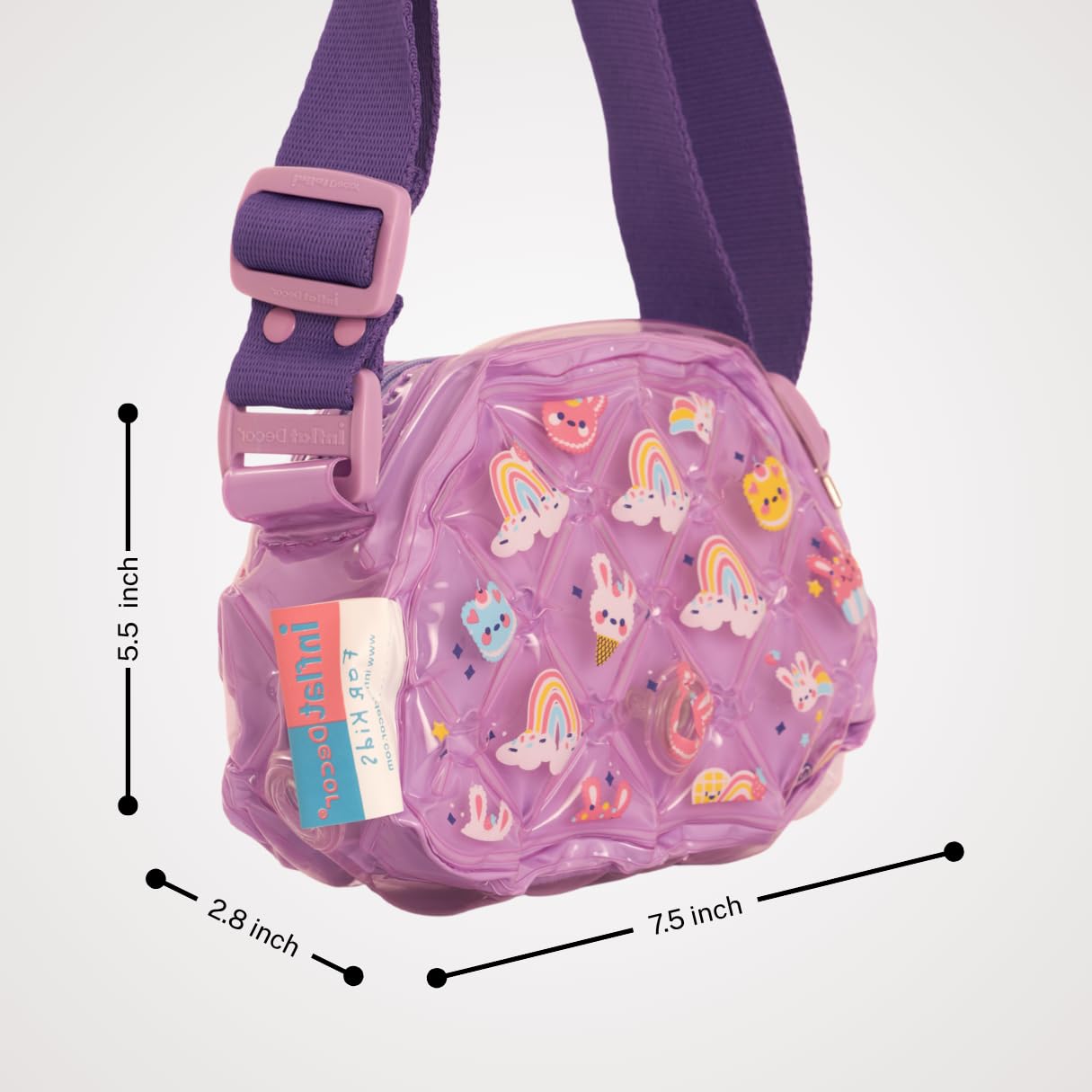 InflatDecor Unicorn Bubble Toddler Girl Purse – Semi Round Crossbody Bag for Little Girls | Purple Soft Kids Handbag | Lightweight Inflatable Gift for Toddlers & Preschoolers