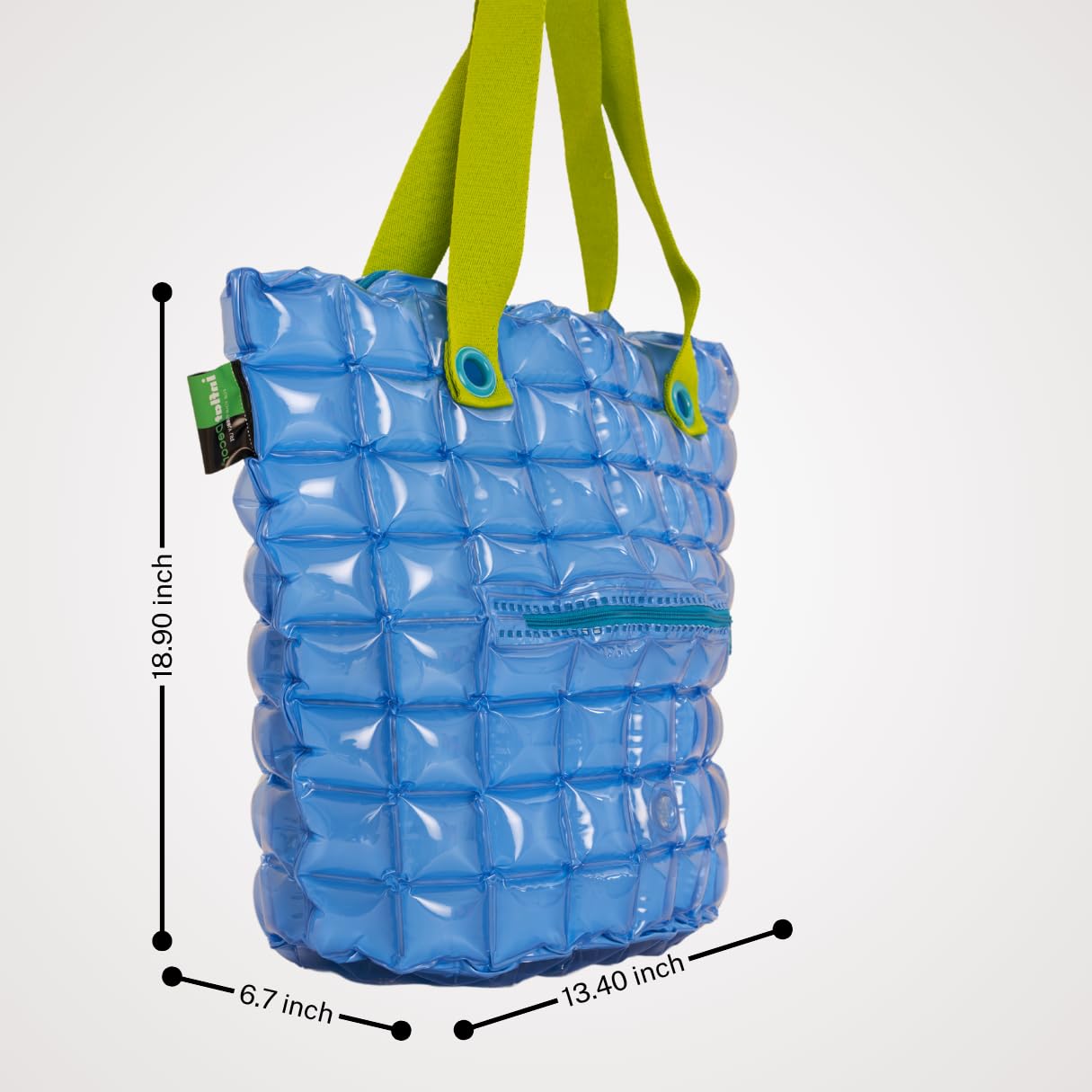 inflatDecor Neon Handbag for Women – Inflatable Puffer Tote Bag with Diamond Pattern – Lightweight Waterproof Beach Bag (Blue, X-Large)