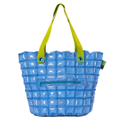 inflatDecor Neon Handbag for Women – Inflatable Puffer Tote Bag with Diamond Pattern – Lightweight Waterproof Beach Bag (Blue, X-Large)