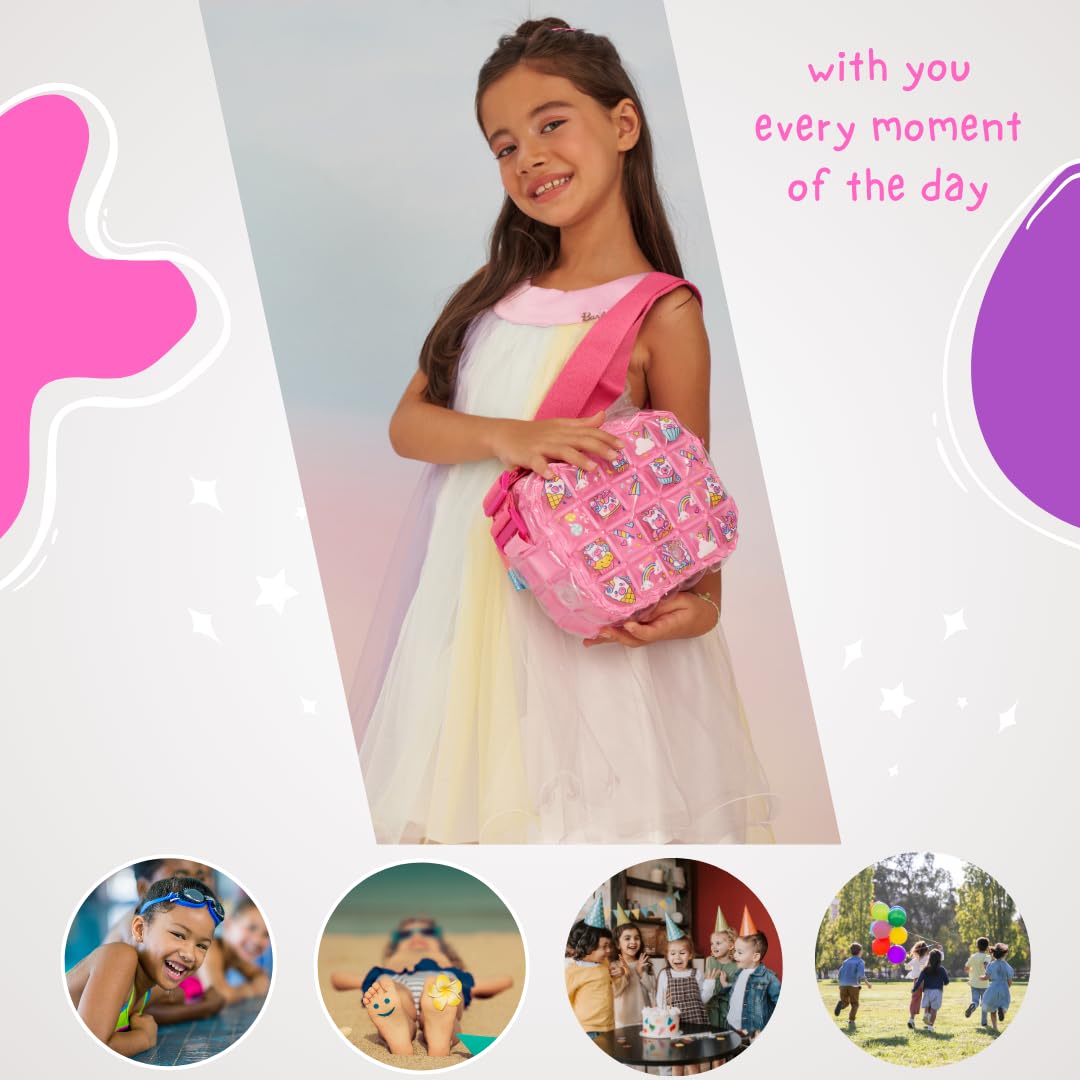 InflatDecor Unicorn Toddler Girl Purse – Pink Cupcake Kids Purse for Girls with Adjustable Strap, Soft Bubble Texture, Lightweight Crossbody Bag – Ideal Birthday Gift, Fairy Style Shoulder Bag